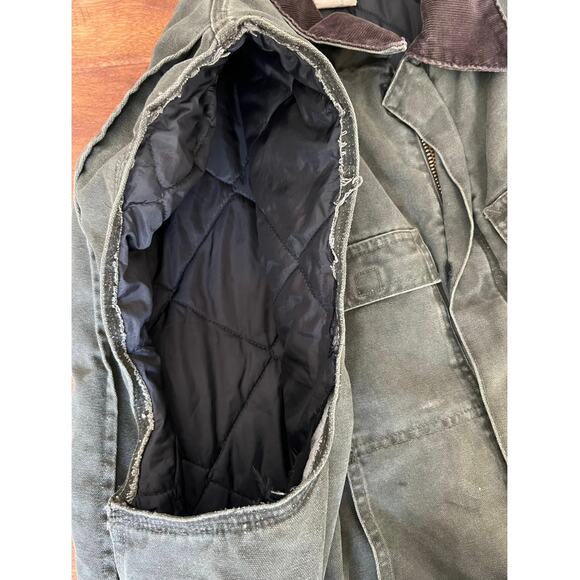 Vintage Carhartt Duck Canvas Work Vest Quilted Lined Green Corduroy Collar 4XL - Picture 7 of 9